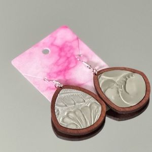 Metal and wood earrings